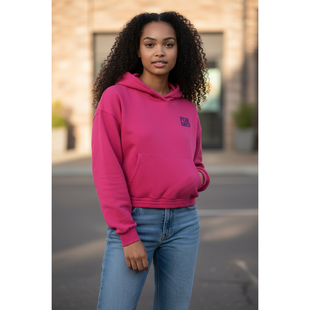 4806) For Days Women  Organic Cotton Pink Pullover Cropped Hoodie XXL